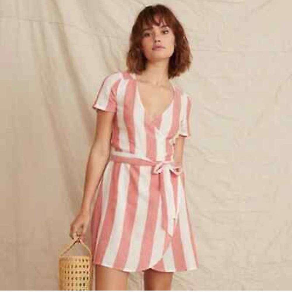 Marine Layer Frances Wrap Dress in Poppy Red/White Stripe